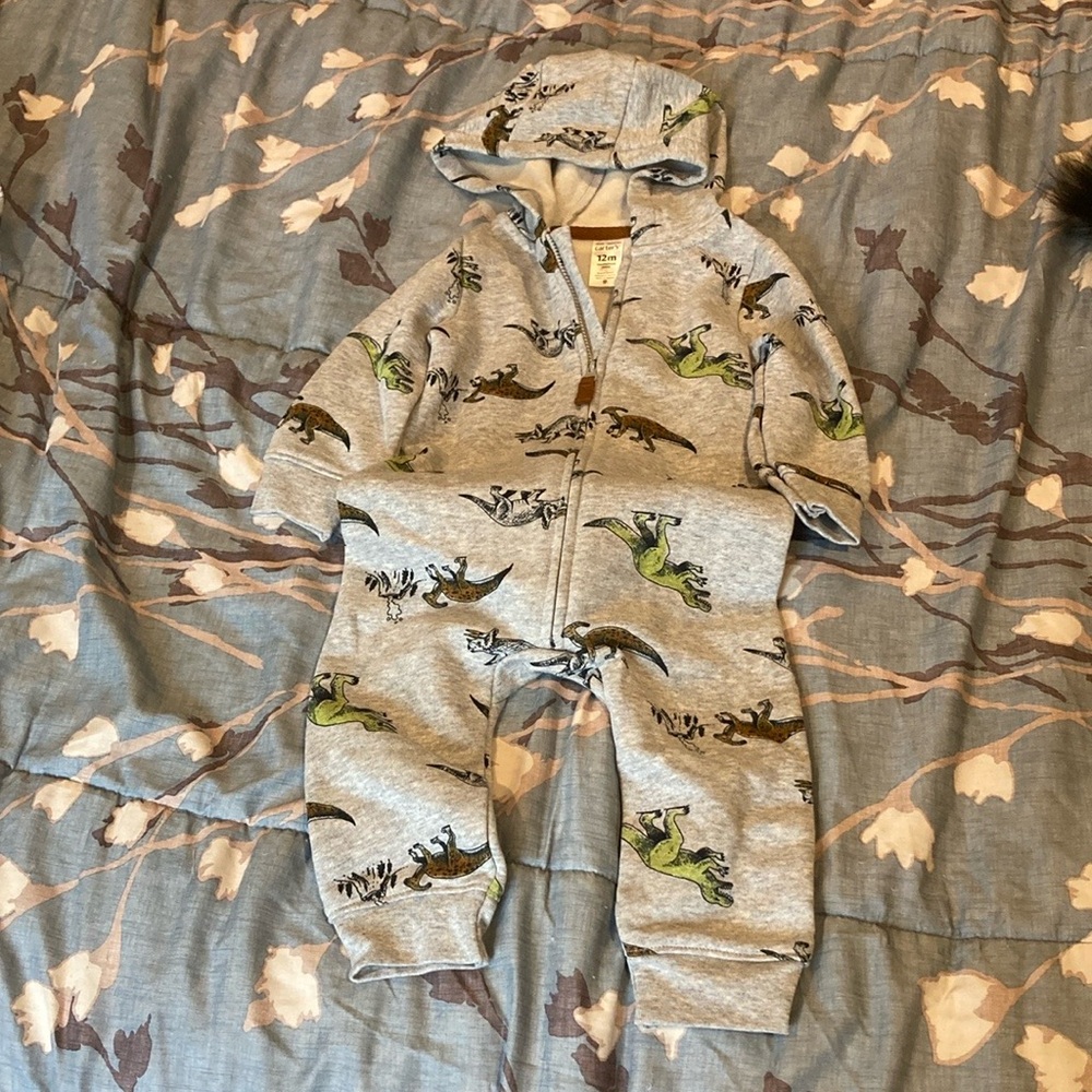 NWOT 12m dinosaur zip hooded one piece